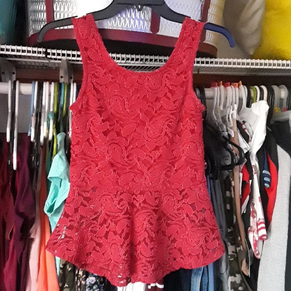 Cute Red Lace Top